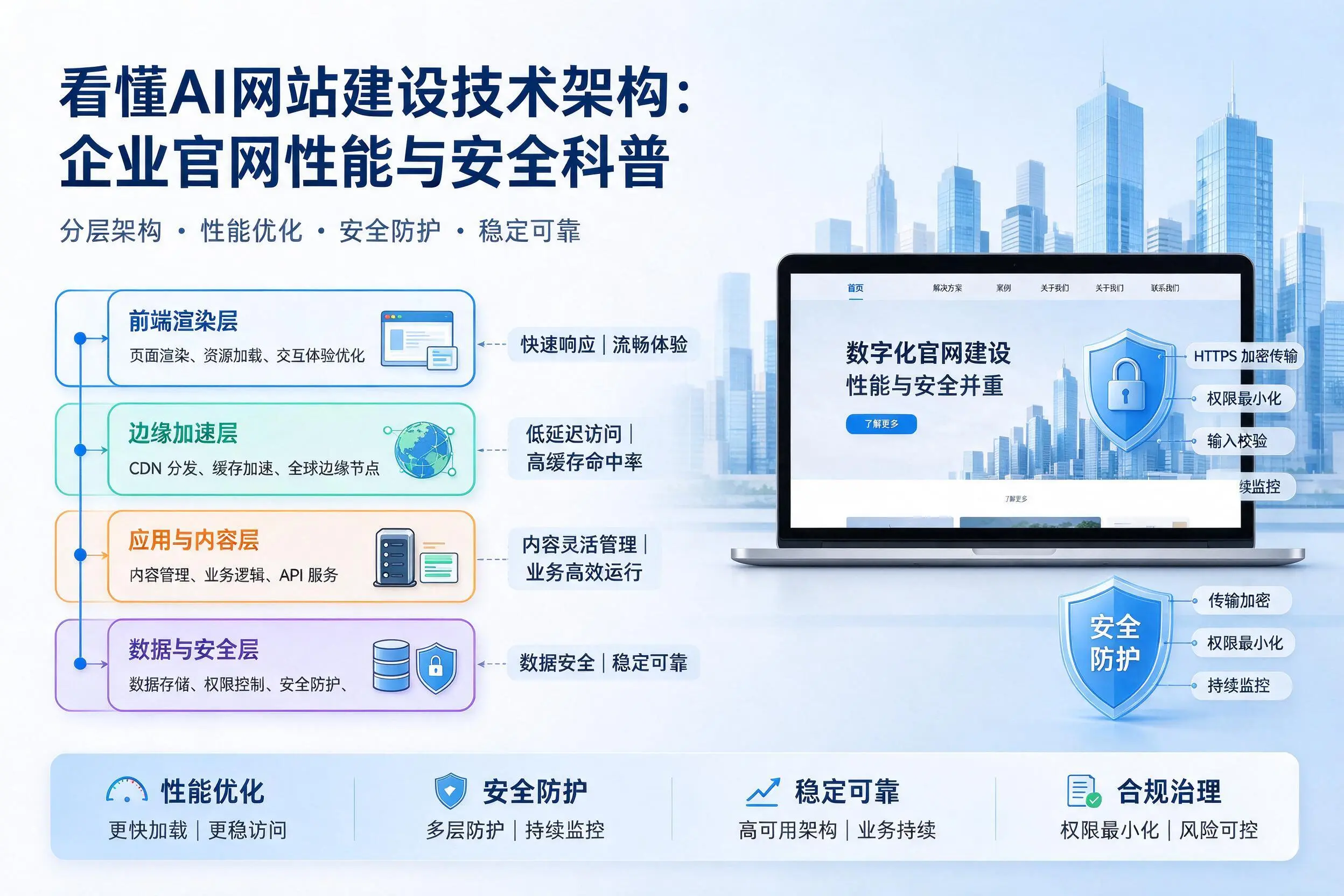 看懂AI网站建设技术架构：贺州企业官网性能与安全科普
