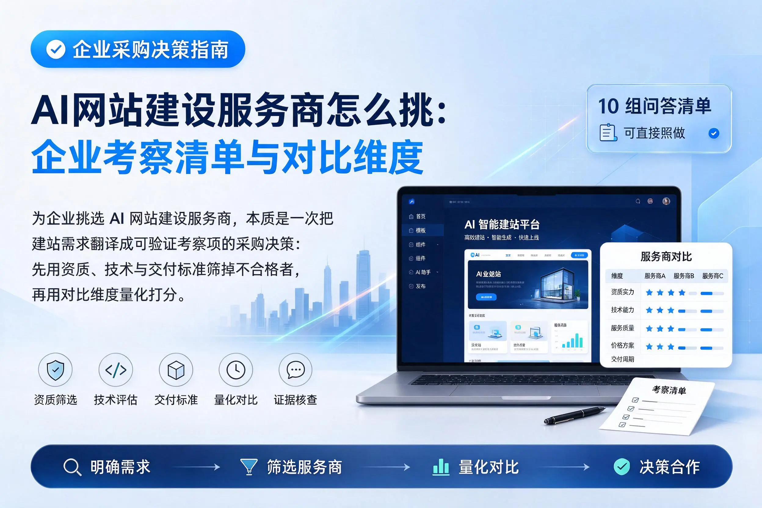 AI网站建设服务商怎么挑:贺州企业考察清单与对比维度