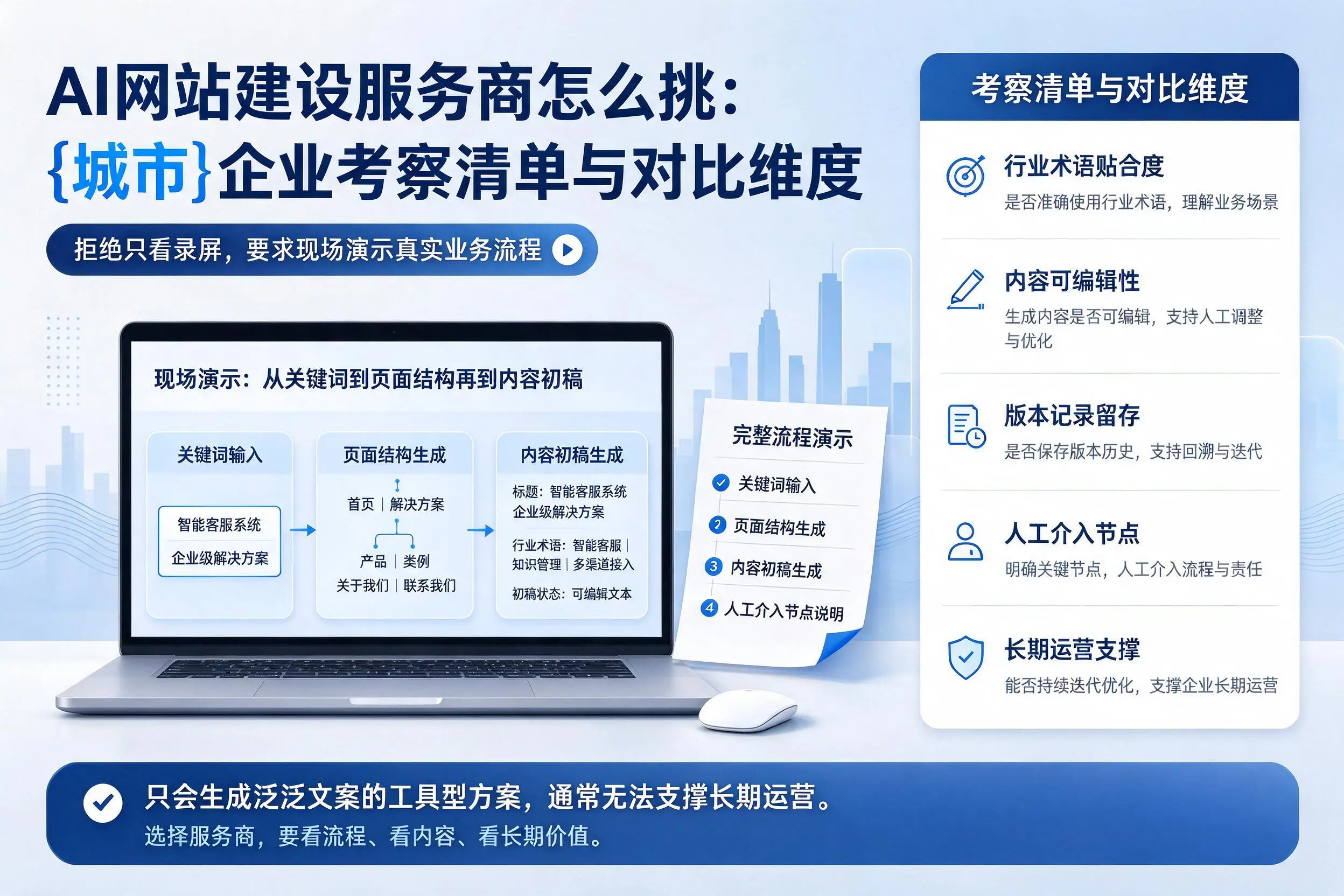 AI网站建设服务商怎么挑:贺州企业考察清单与对比维度
