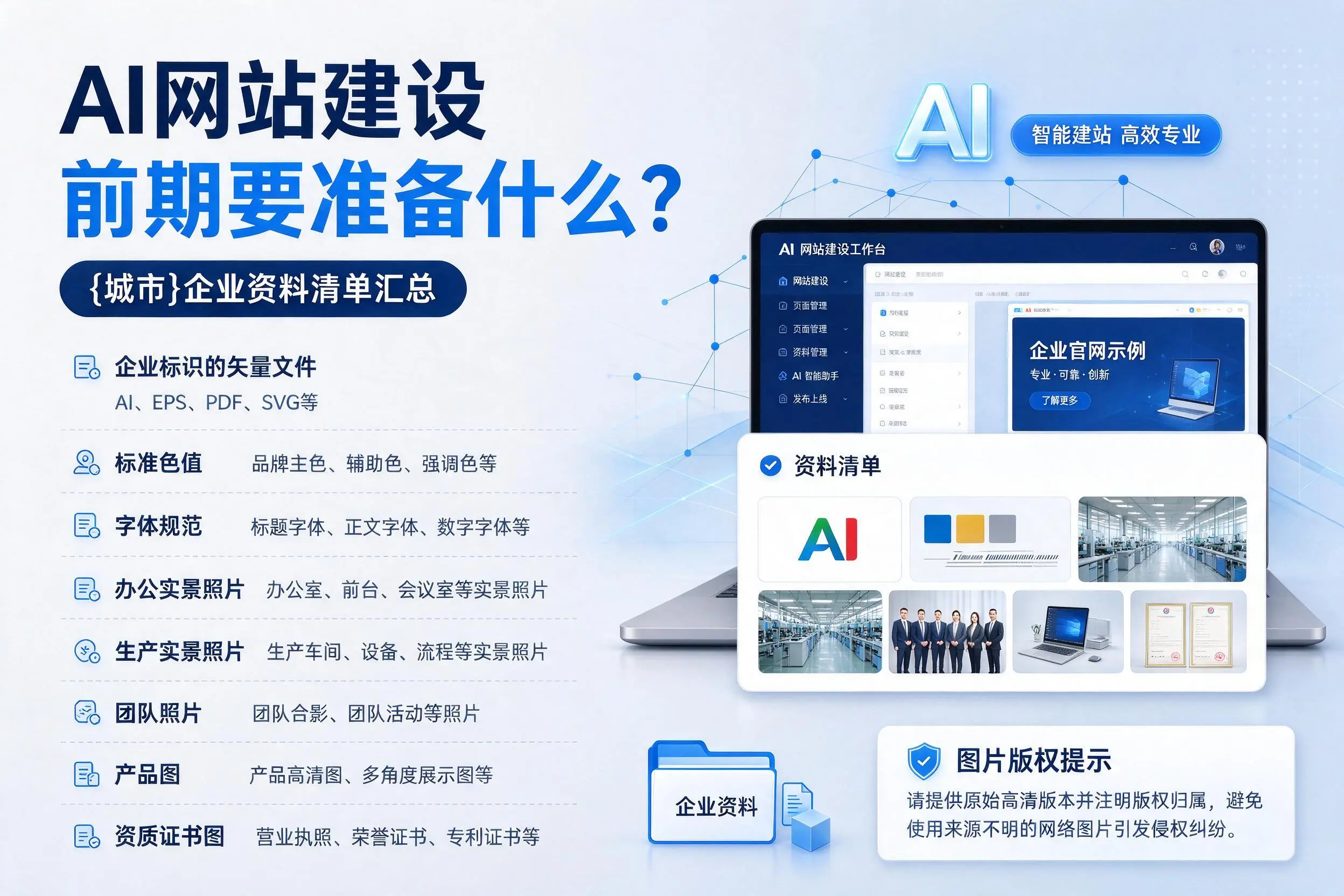 AI网站建设前期要准备什么？贺州企业资料清单汇总