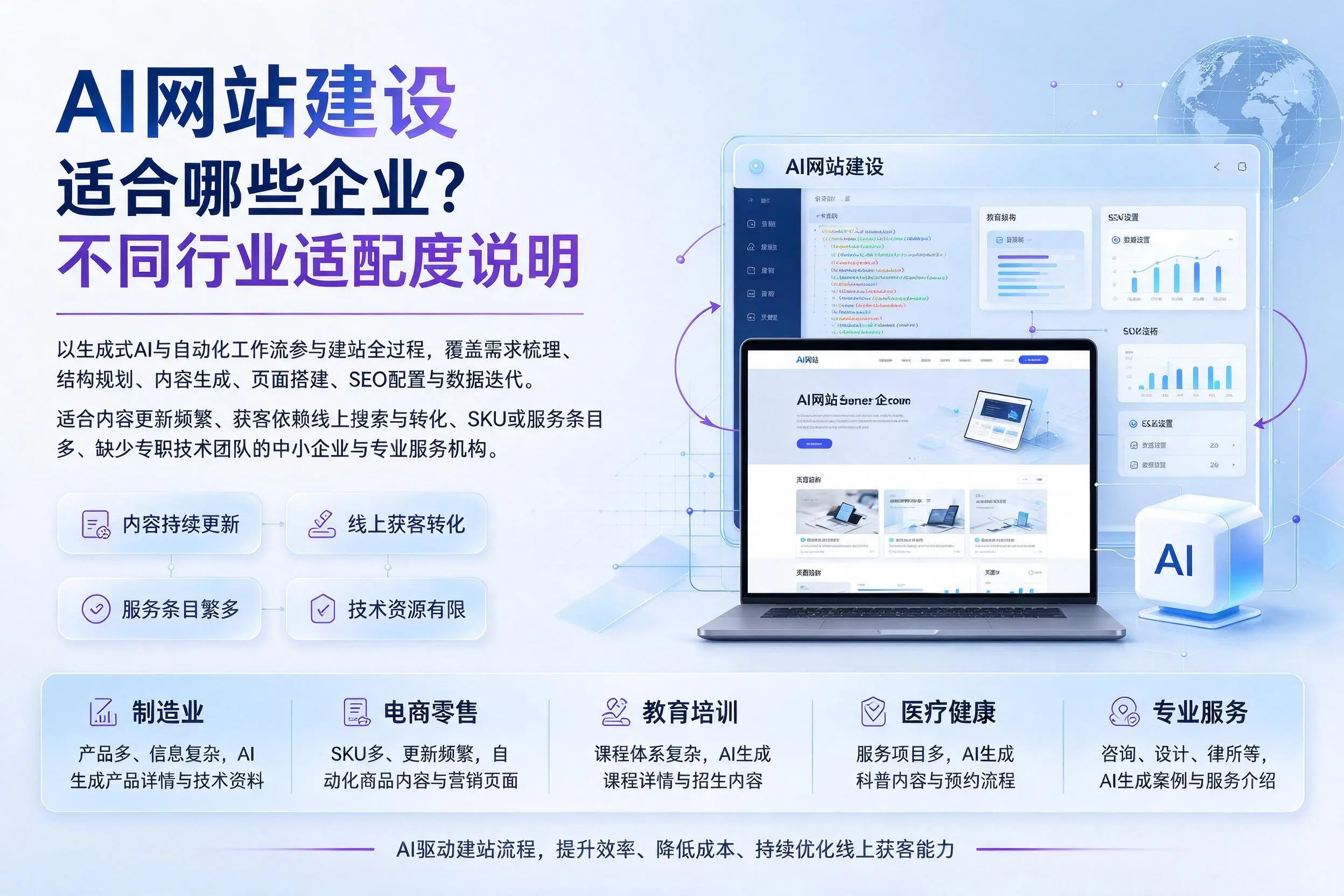 AI网站建设适合哪些企业？贺州不同行业适配度说明